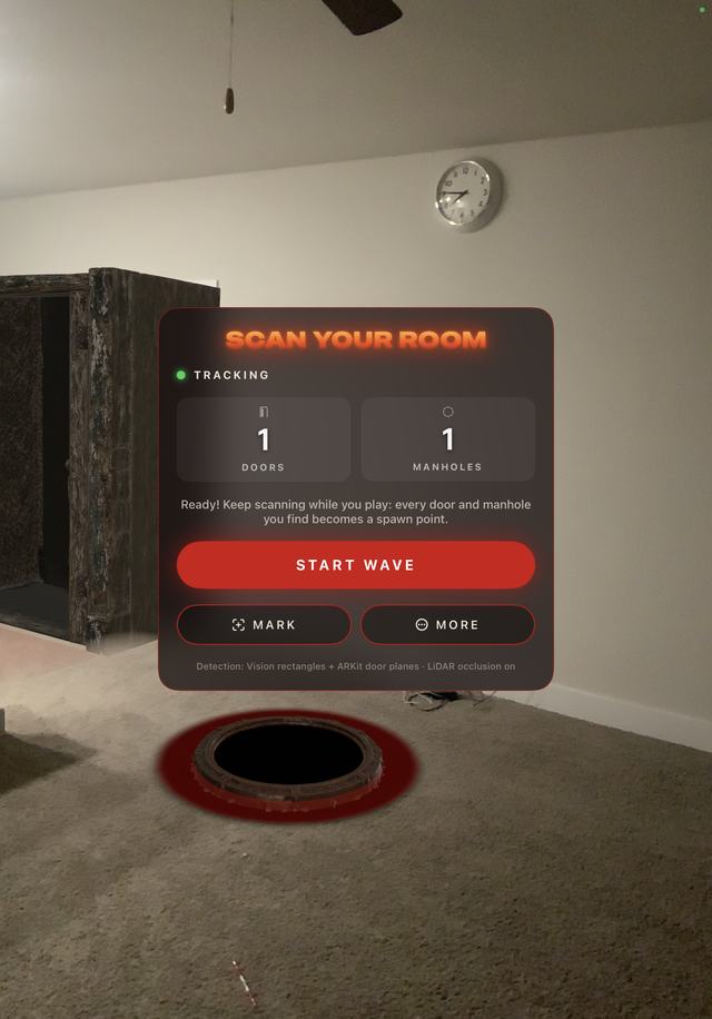 The scan screen counting doors and manholes in the room.