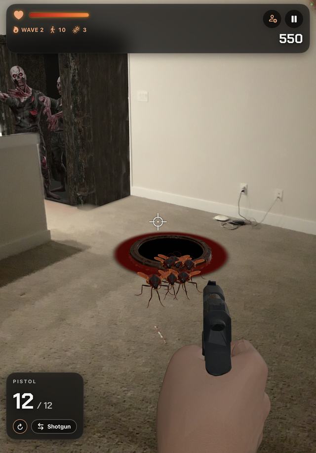 A roach swarm pours out of a glowing manhole in the floor.
